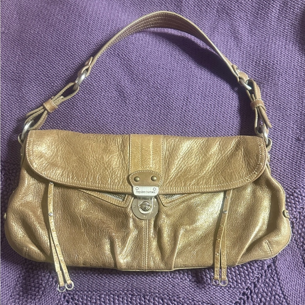 Hayden Harnett Turnlock
Leather Metallic Gold Shoulder Bag